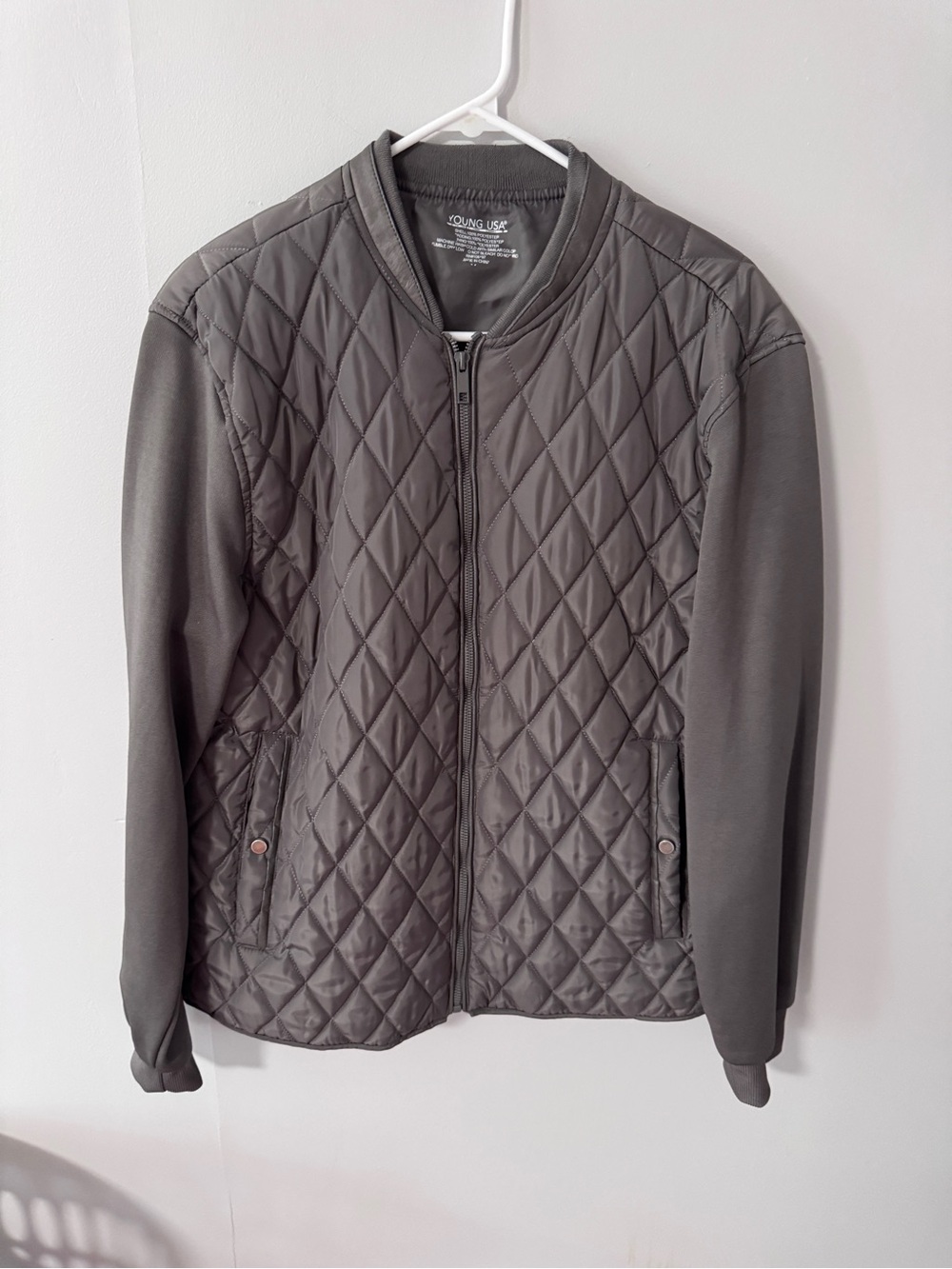 Quilted Bomber Jacket - Gray